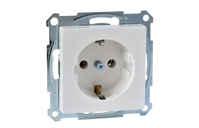 Lizdas p/t SCHUKO IP20 be rėmelio varžtiniai kontaktai baltas RAL9010 16A 250V System M - SCHNEIDER ELECTRIC