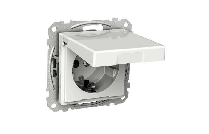 Lizdas p/t SCHUKO su dangteliu IP20 be rėmelio su apsauga nuo vaikų užspaudžiami kontaktai baltas 16A 250V Exxact - SCHNEIDER ELECTRIC