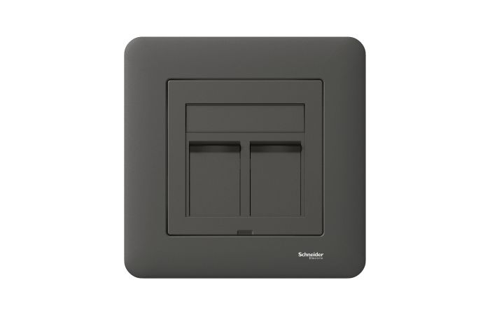 Lizdas kompiuterinis p/t dvigubas 2xRJ45 Kat.6 UTP antracito spalvos Exxact - SCHNEIDER ELECTRIC