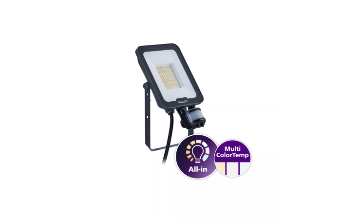 Prožektorius LED 30W IP65 3000/4000/6500K 3300/3600lm su judesio jutikliu BVP167 LED36/830_40_65PSU 30W SWB MDU LEDINAIRE - PHILIPS