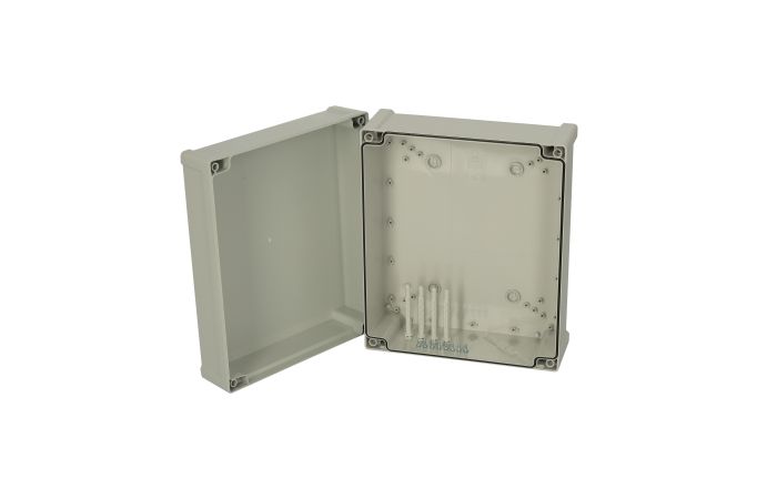 Dėžutė v/t [344x289x157] IP65 tuščia su vyriais pilkos spalvos TA342916 - FIBOX