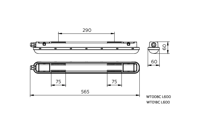 Šviestuvas LED 18W IP65 4000K 2000lm PILA WT008C 20S/840 PSU L600 CLASSIC - PILA