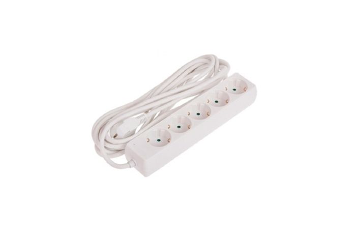 Ilgiklis 3m 5 lizdų su įžeminimu baltas - ACUMA
