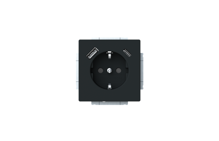 Lizdas p/t SCHUKO su USB A ir USB C 2.4/3A juodos matinės spalvos 16A 230V 20 EUCB2USBAC-885-500 Future Linear - ABB