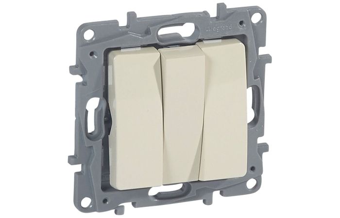Jungiklis p/t trigubas be rėmelio dramblio kaulo spalvos 10A 250V NILOE - LEGRAND