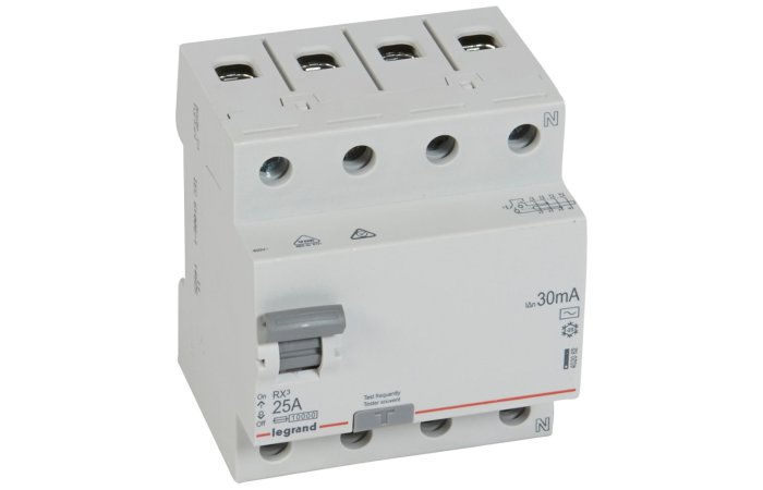 Relė srovės nuotėkio RCCB 4P 25A 30mA AC-tipas RX3 - LEGRAND