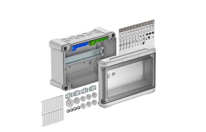 Skydelis v/t 12 modulių su PE/N gnybtais Atsparus UV IP66 IK06 SDB12PC - OBO BETTERMANN