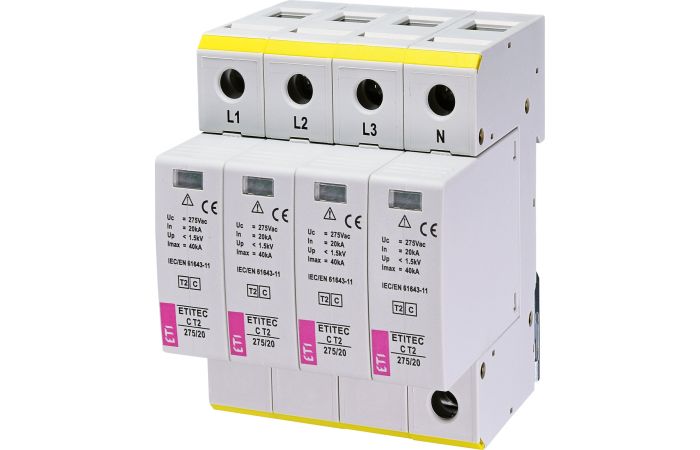 Apsauga viršįtampių 4P C 20kA 2 tipo ETITEC C T2 275/20 4+0 - ETI