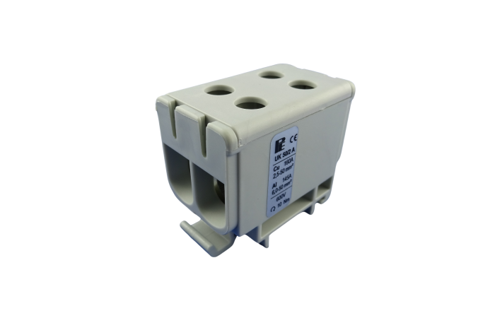 Gnybtas 50mm2 Cu/Al pilkas 4 prijungimai UK 50/2 A - POLLMANN