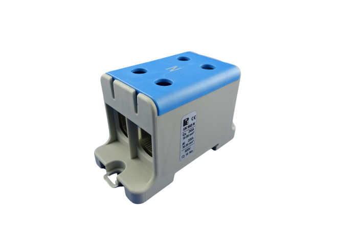 Gnybtas 95mm2 Cu/Al mėlynas 4 prijungimai UK 95/2 N - POLLMANN