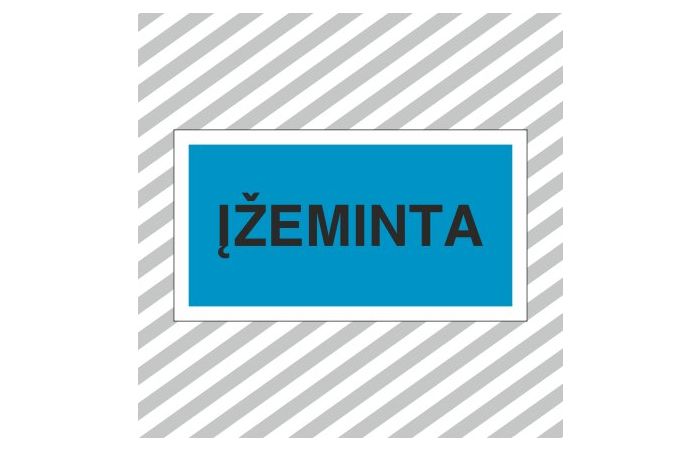 Ženklas užrašas ĮŽEMINTA 130x240mm lipdukas EL/13 - SAUGOS ŽENKLAI