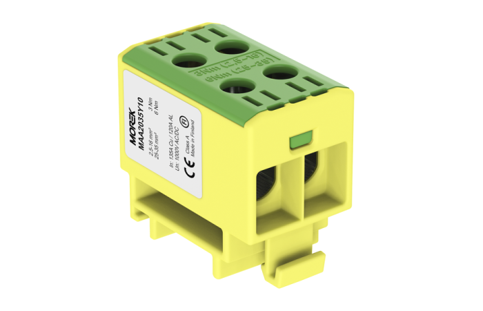 Gnybtas 35mm2 Cu/Al geltonai žalias 4 prijungimai OTL35-2 - MOREK