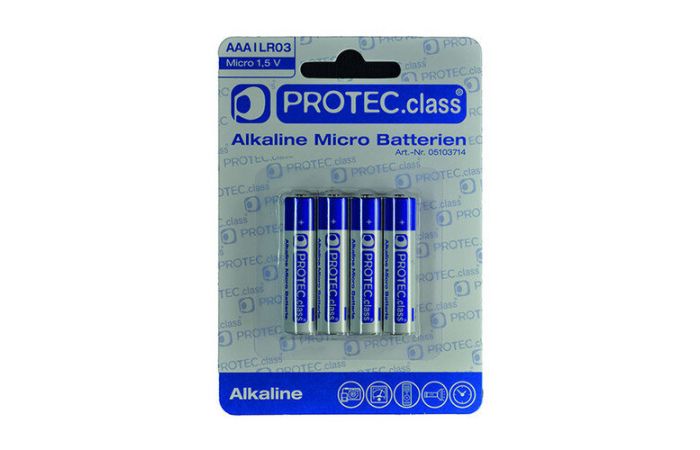 Elementas galvaninis šarminis LR03 AAA 1.5V Alkaline PBAT AAA [pak. po 4 vnt.] - PROTEC