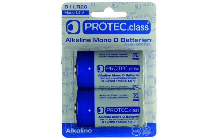 Elementas galvaninis šarminis LR20 C 1.5V Alkaline PBAT D [pak. po 2 vnt.] - PROTEC