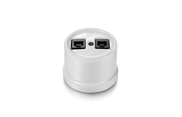 Lizdas kompiuterinis v/t dvigubas RJ45 Kat.6 UTP baltas porcelianas GARBY - FONTINI