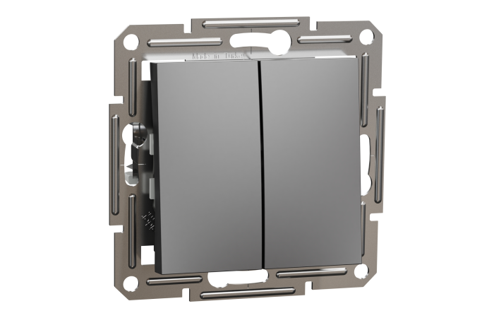 Perjungiklis p/t dvigubas be rėmelio užspaudžiami kontaktai antracito spalvos 10A 250V Asfora - SCHNEIDER ELECTRIC