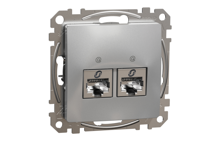Lizdas kompiuterinis p/t dvigubas RJ45 Kat.6A STP be rėmelio aliuminio spalvos SEDNA DESIGN - SCHNEIDER ELECTRIC