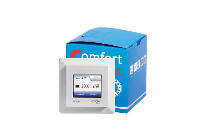 Reguliatorius temperatūros p/t grindų ir patalpos +5...+40C programuojamas 16A/3600W 230V baltos spalvos Touch Elko - COMFORTHEAT