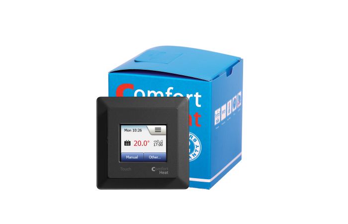 Reguliatorius temperatūros p/t grindų ir patalpos +5...+40C programuojamas 16A/3600W 230V juodos spalvos Touch Elko - COMFORTHEAT