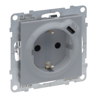 Lizdas p/t SCHUKO su USB C 1.5A/7.5W be rėmelio su apsauga nuo vaikų užspaudžiami kontaktai aliuminio spalvos 16A 250V Suno - LEGRAND