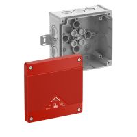 Dėžutė v/t [127x127x70] IP66 tuščia pilka su raudonu dangteliu be halogenų su tvirtinimo auselėmis Abox060AB-L/SB - SPELSBERG