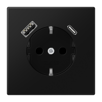 Lizdas p/t SCHUKO su USB A ir USB C 3A juodos matinės spalvos LS - JUNG