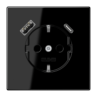 Lizdas p/t SCHUKO su USB A ir USB C 3A juodos spalvos 16A 250V LS - JUNG