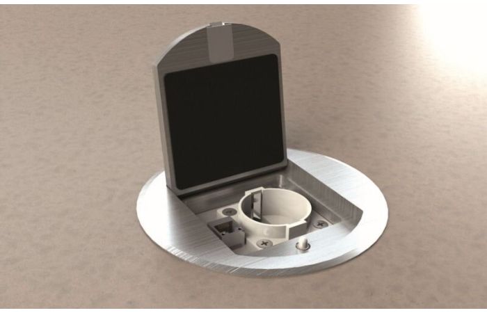 Dėžutė grindinė su dangčiu aliuminio spalvos apvali 1xSCHUKO [60xD120mm] - BODENSTECKDOSEN SYSTEMTECHNIK
