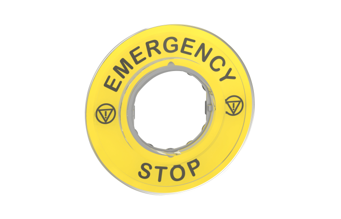 Lentelė geltona "EMERGENCY STOP" - SCHNEIDER ELECTRIC