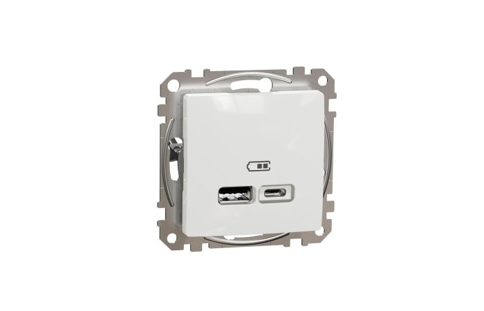 Lizdas p/t dvigubas USB A 2.1A ir USB C 2.4A 12W be rėmelio baltos spalvos SEDNA DESIGN - SCHNEIDER ELECTRIC