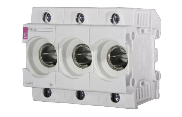 Lizdas saugikliui 3P D01 ant DIN bėgelio PFB - ETI