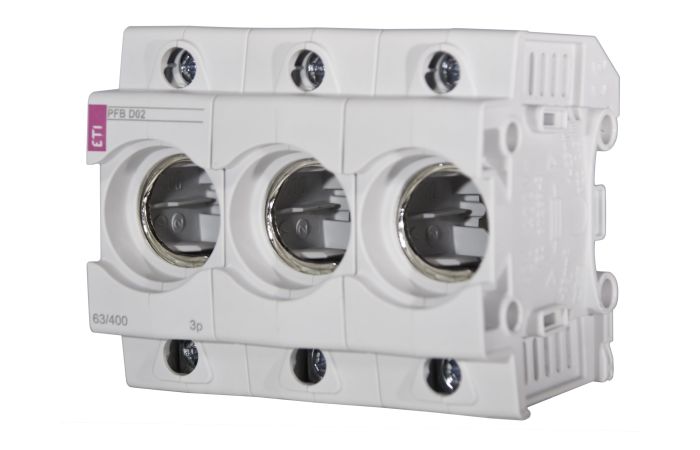 Lizdas saugikliui 3P D02 ant DIN bėgelio PFB - ETI