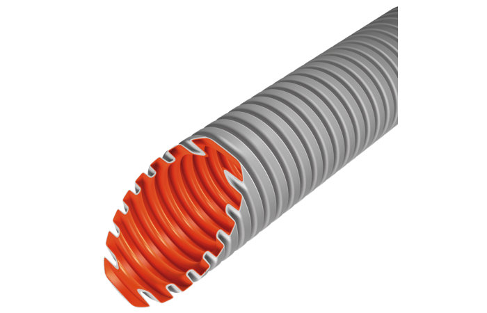 Vamzdis gofruotas D20 750N/5cm pilkas be halogenų EVOEL FMs-0H SMART [50m] - EVOPIPES