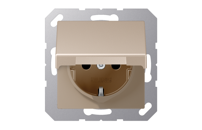 Lizdas p/t SCHUKO su dangteliu šampano spalvos 16A 250V A - JUNG