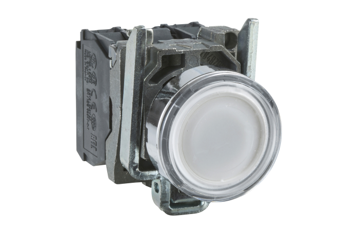 Mygtukas 1no+1nc be fiksacijos 22m baltas su pašvietimu LED 24V AC/DC IP66 XB4 Harmony - SCHNEIDER ELECTRIC