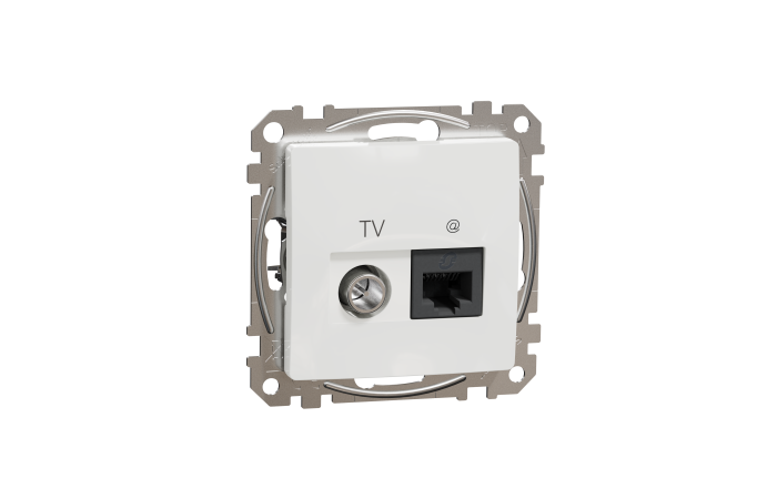 Lizdas kompiuterinis p/t be rėmelio 1x8 RJ45 Kat.6 UTP + TV baltos spalvos Sedna Design - SCHNEIDER ELECTRIC