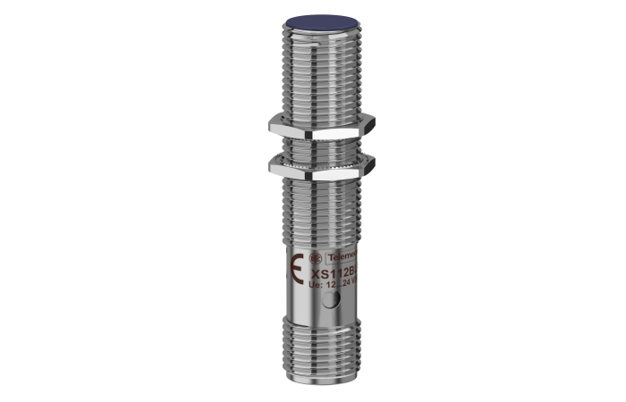 Jutiklis induktyvinis M12 L55mm Sn2mm 12-24V DC 3 laidis 1no PNP M12 4-kontaktų jungtis XS112BLPAM12 - TELEMECANIQUE