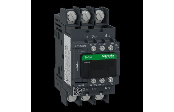 TeSys D3 kontaktorius ?ie diniams pajungimams AC3 1, LC1D40A6BD, , CONTACTORS & MOTOR PROTECTION STANDARD OFFER < 150, TESYS CONTACTORS - SCHNEIDER ELECTRIC (pavadinimas tikslinamas)