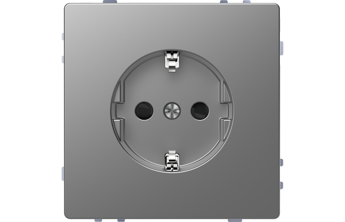 Lizdas p/t SCHUKO be rėmelio su apsauga nuo vaikų užspaudžiami kontaktai nerūdijančio plieno spalvos 16A 250V System Design - SCHNEIDER ELECTRIC