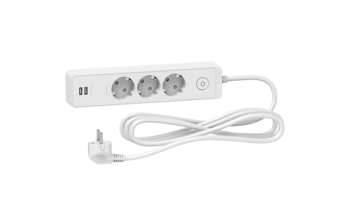 Ilgiklis 3m 3 lizdų su įžeminimu ir 2xUSB baltas Unica - SCHNEIDER ELECTRIC