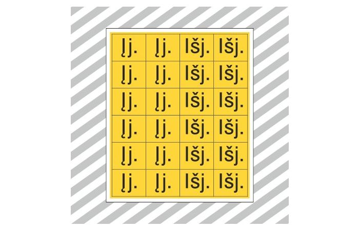 Rinkinys ženklų užrašas Įj. ir Išj. 20x25mm lipdukas OZ/02 [rinkinyje 24 vnt.] - SAUGOS ŽENKLAI