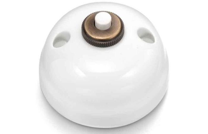 Mygtukas v/t viengubas be klavišo baltas porcelianas 10A 250V AC/24V DC Serie 30 GARBY - FONTINI