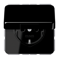 Lizdas p/t SCHUKO su dangteliu IP44 juodas 16A 250V CD - JUNG