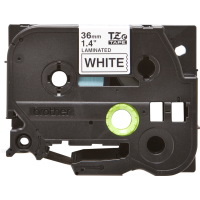 Juostelė spausdintuvui 36mm juoda ant balto [8m] - BROTHER