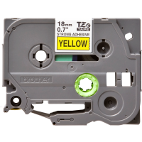 Juostelė spausdintuvui 18mm juoda ant geltono itin stiprūs klijai, laminuota [8m] - BROTHER