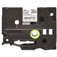 Juostelė spausdintuvui 24mm juoda ant balto itin lanksti, laminuota [8m] - BROTHER