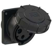 Lizdas CEE į/l 3P 63A 230V 6h IP67 juodas kampinis [100x112] POWER TWIST - PCE