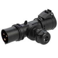 Šakotuvas a/k su lizdu CEE 3P 16A 230V 6h + kištukas CEE 3P 16A 230V 6h IP44 T formos juodas - PCE