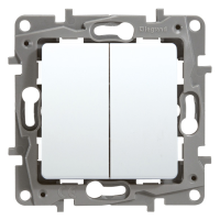 Perjungiklis p/t dvigubas baltas be rėmelio 10A 250V NILOE - LEGRAND