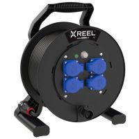 Ilgiklis-ritė 40m 4 lizdų H05RR-F 3x1.5 guminis juodas IP44 su termine apsauga sustiprintas plastikinis būgnas XREEL310 - PCE